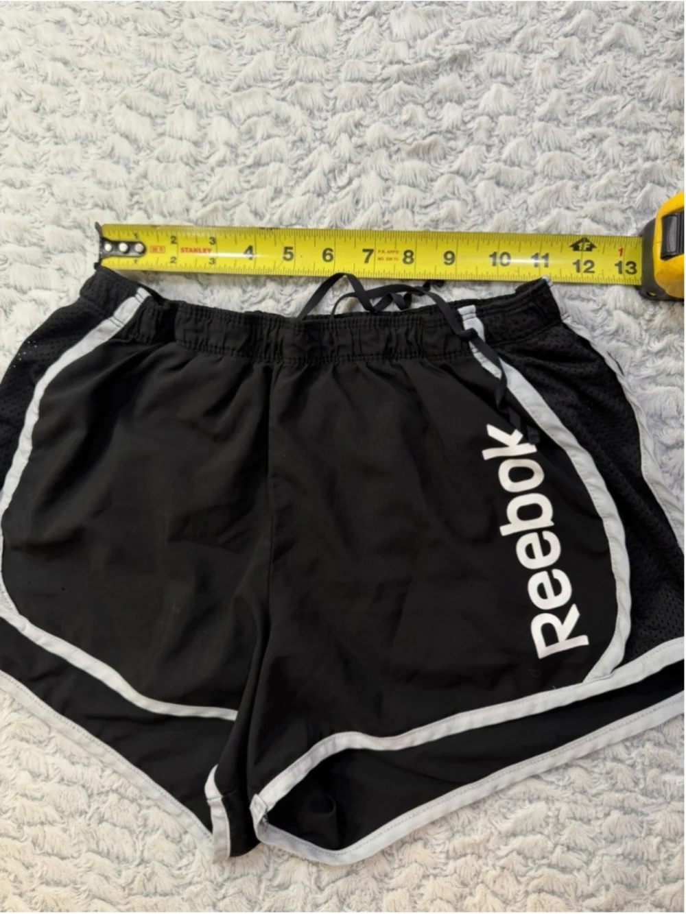 Reebok Women’s Black Mesh Running Shorts Drawstring Elastic Waist, M